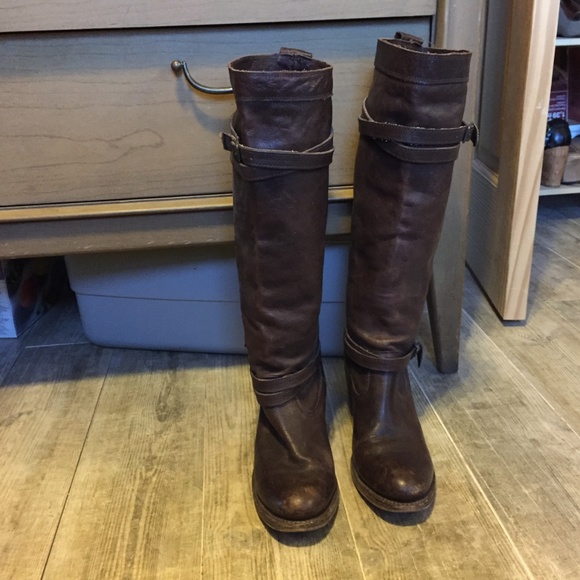 Frye size 8 Dark Brown Jane Strappy Boots - Picture 2 of 5